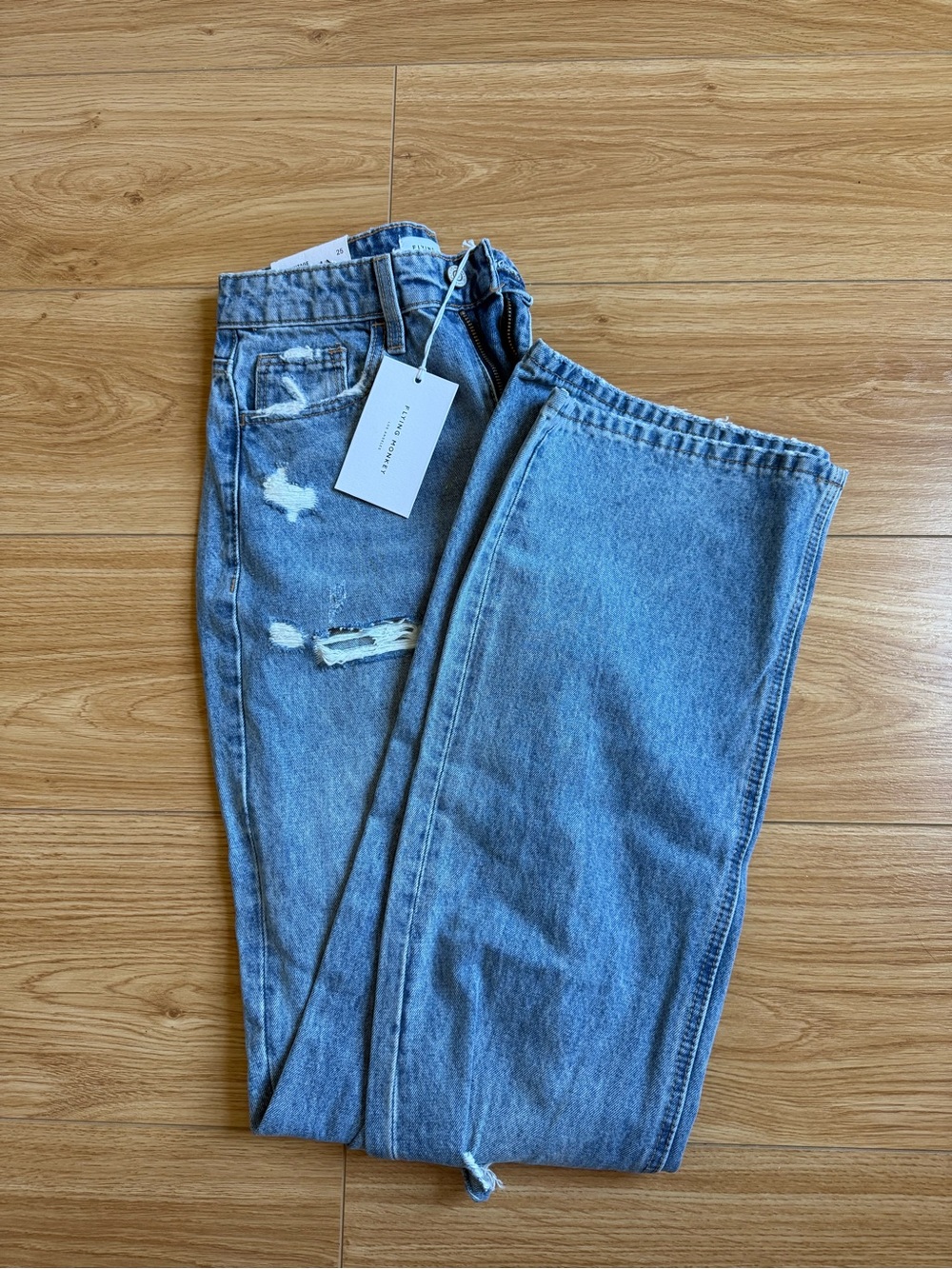 Flying Monkey Light Blue Relaxed Fit Distressed Jeans